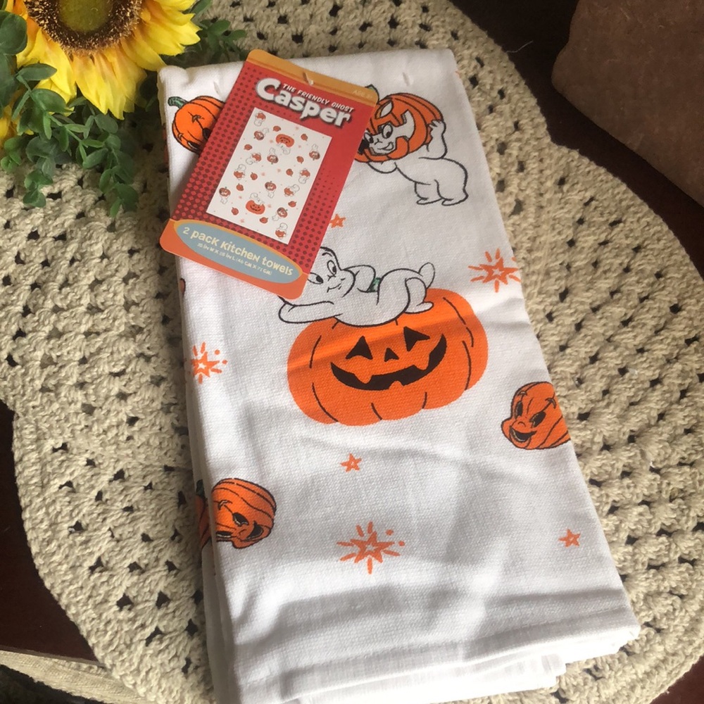 Halloween Casper The Friendly Ghost Pumpkin Kitchen Towels